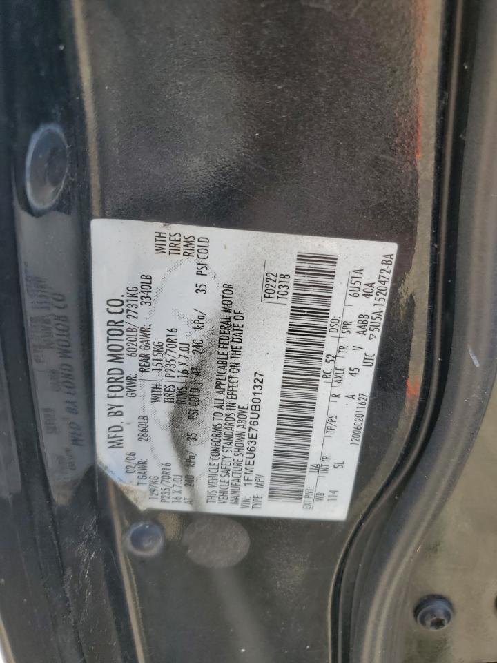 2006 Ford Explorer Xlt VIN: 1FMEU63E76UB01327 Lot: 60539635