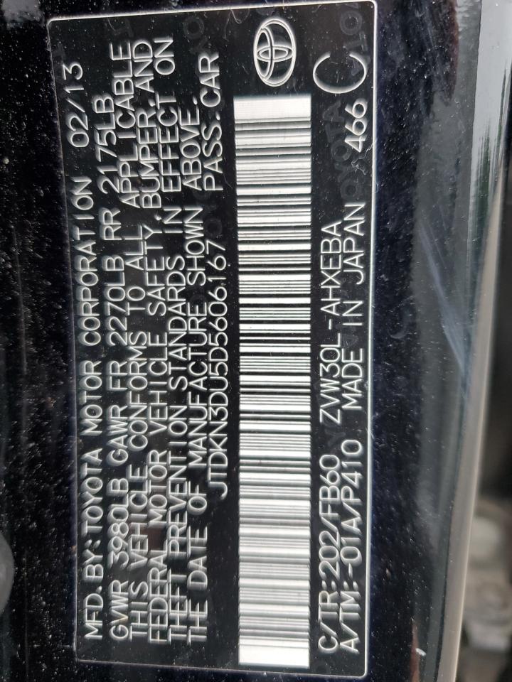 2013 Toyota Prius VIN: JTDKN3DU5D5606167 Lot: 62691855