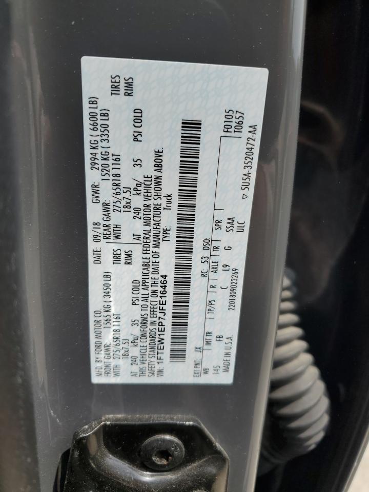 2018 Ford F150 Supercrew VIN: 1FTEW1EP7JFE16464 Lot: 60663015