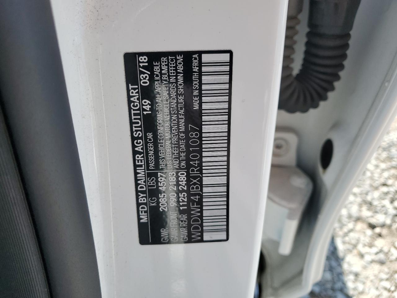 2018 Mercedes-Benz C 300 VIN: WDDWF4JBXJR401087 Lot: 62129625