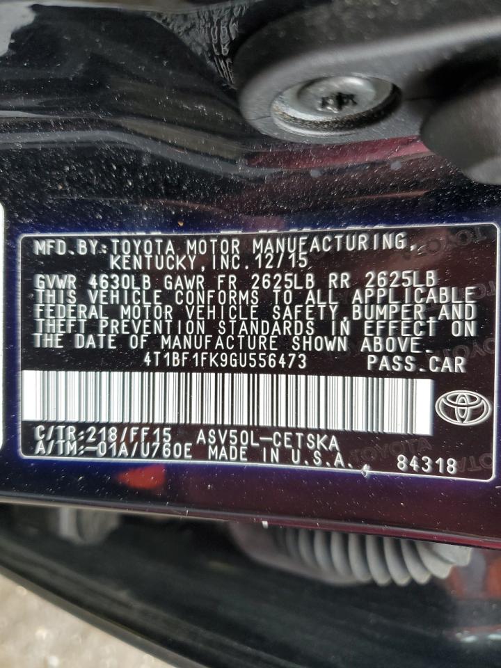 2016 Toyota Camry Le VIN: 4T1BF1FK9GU556473 Lot: 62491255