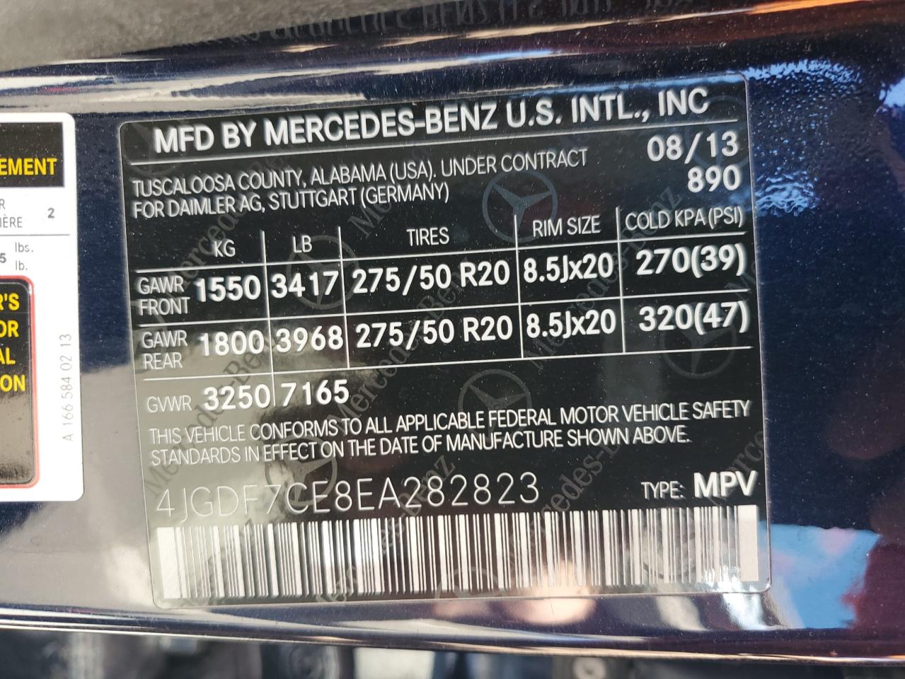 2014 Mercedes-Benz Gl 450 4Matic VIN: 4JGDF7CE8EA282823 Lot: 61037415