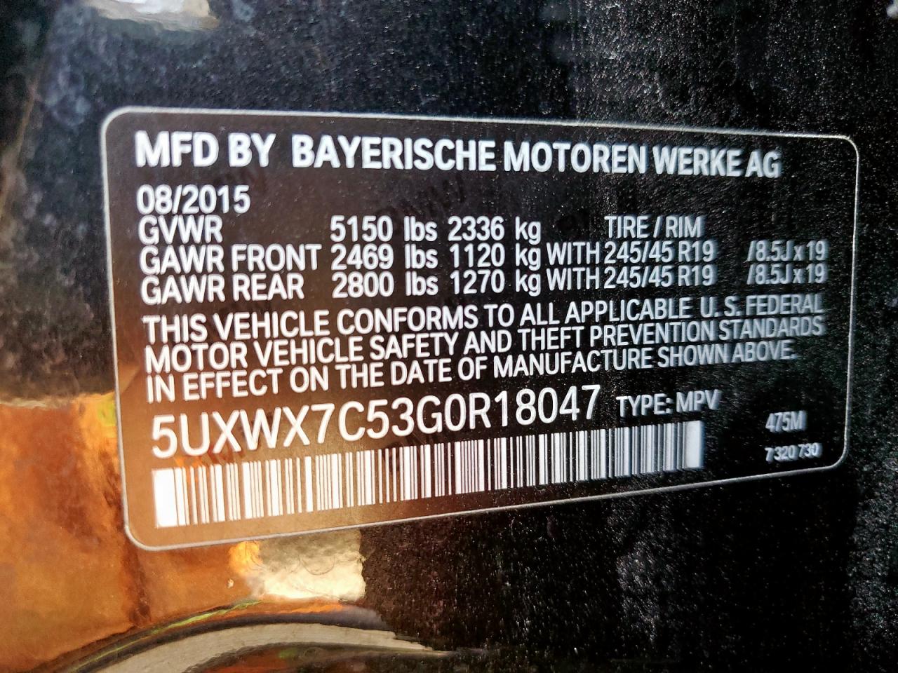 2016 BMW X3 xDrive35I VIN: 5UXWX7C53G0R18047 Lot: 60496375