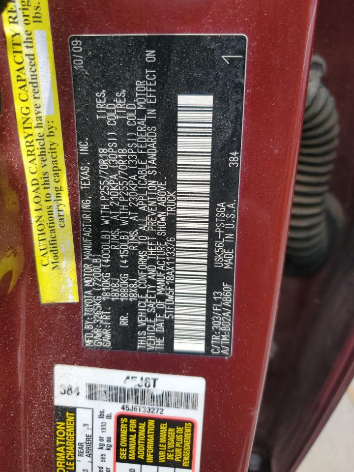 2010 Toyota Tundra Crewmax Sr5 VIN: 5TFDW5F18AX113376 Lot: 61678505