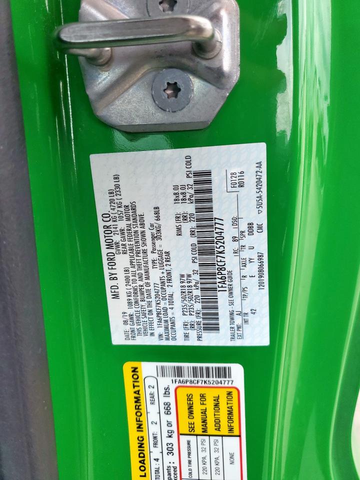 1FA6P8CF7K5204777 FORD MUSTANG 2019
