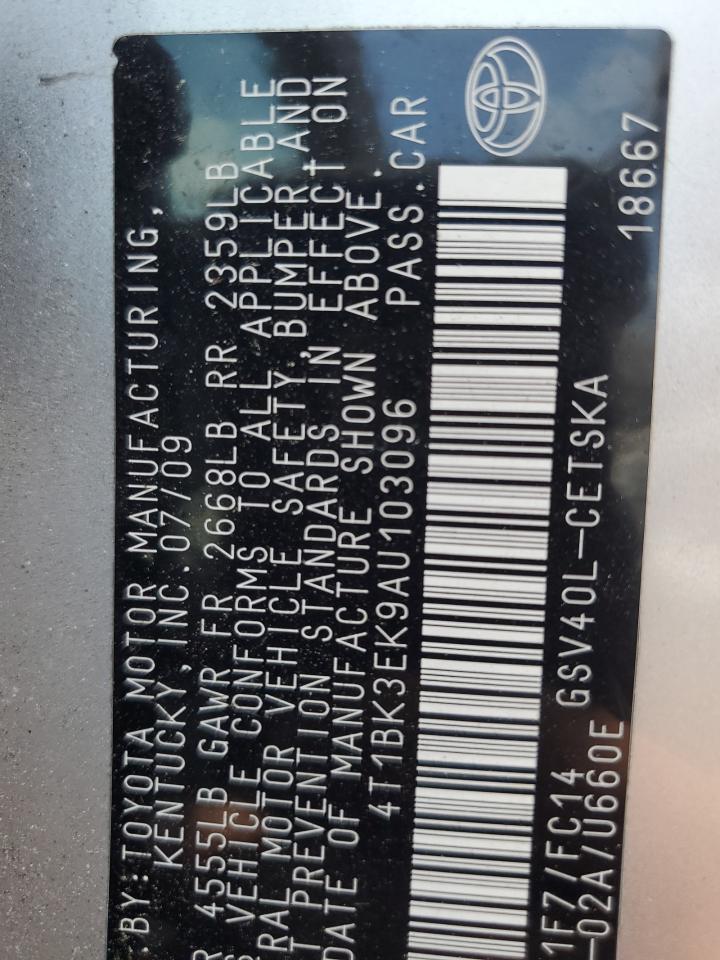 2010 Toyota Camry Se VIN: 4T1BK3EK9AU103096 Lot: 59470225