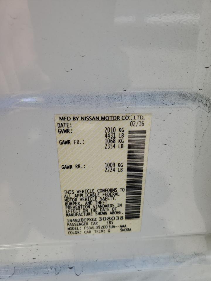 2016 Nissan Leaf Sv VIN: 1N4BZ0CPXGC308038 Lot: 63129205