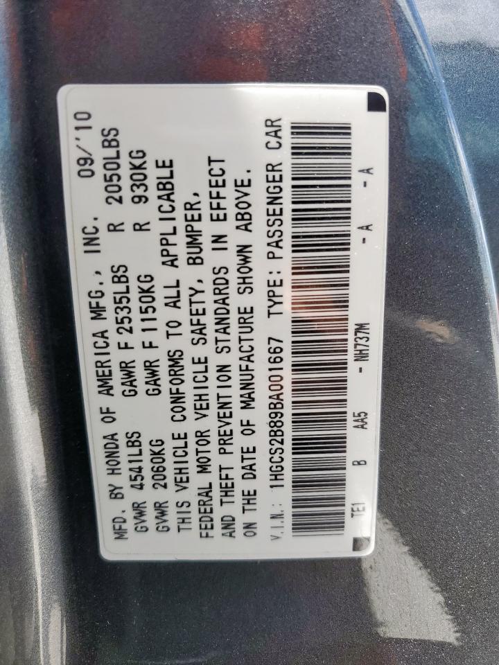 HONDA ACCORD 2011 VIN 1HGCS2B89BA001667 photo 13