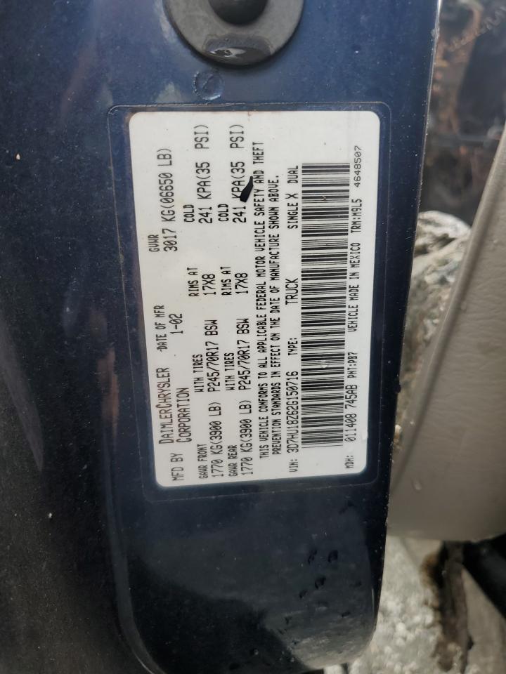 2002 Dodge Ram 1500 VIN: 3D7HU18Z62G150716 Lot: 61496675