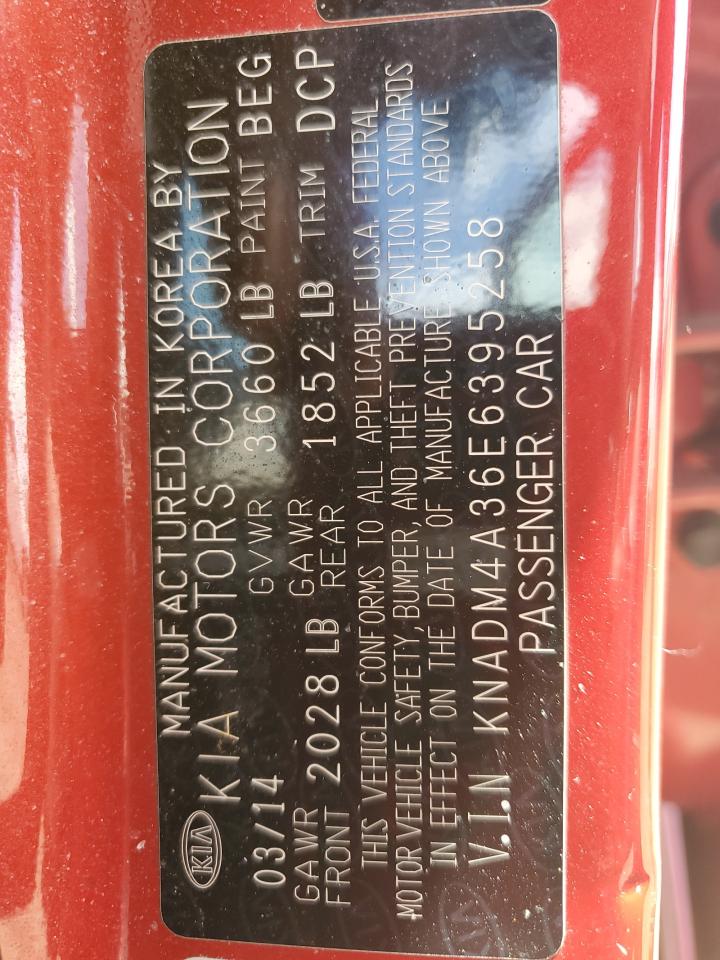 2014 Kia Rio Lx VIN: KNADM4A36E6395258 Lot: 62276605