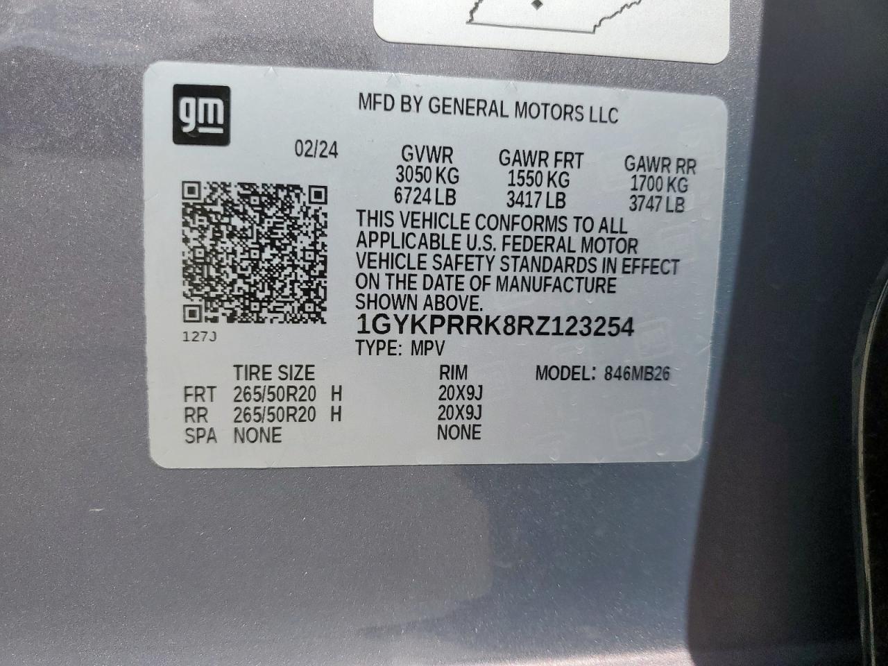 2024 Cadillac Lyriq Luxury VIN: 1GYKPRRK8RZ123254 Lot: 61784065