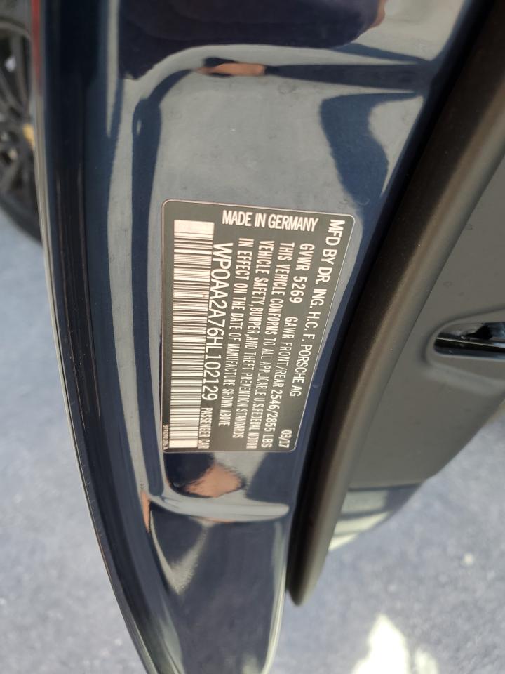 2017 Porsche Panamera 2 VIN: WP0AA2A76HL102129 Lot: 61036005