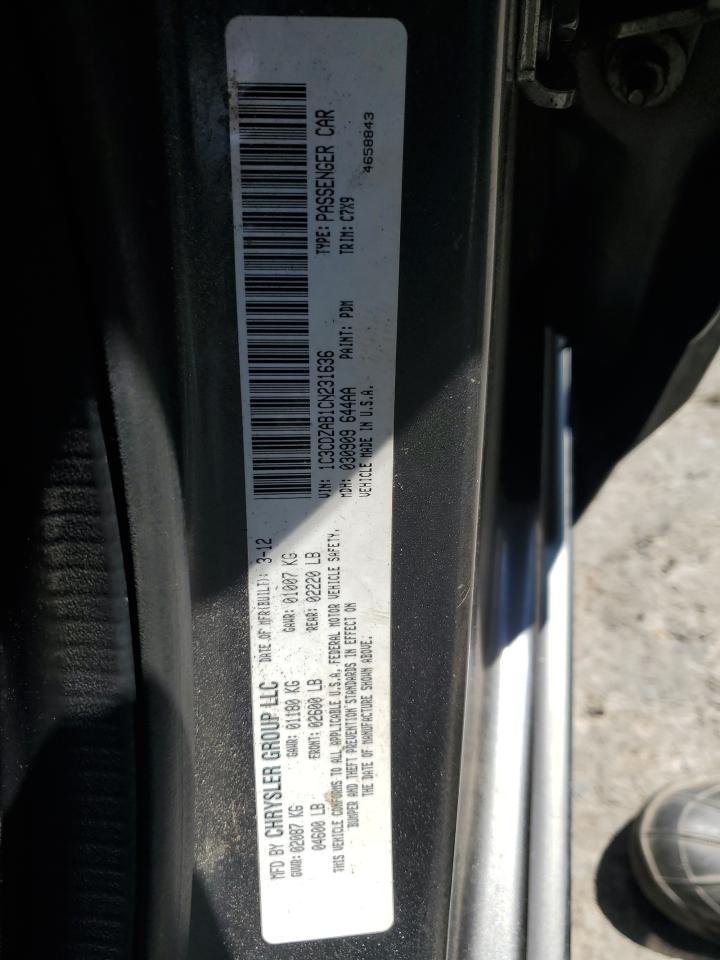 2012 Dodge Avenger Se VIN: 1C3CDZAB1CN231636 Lot: 61724845