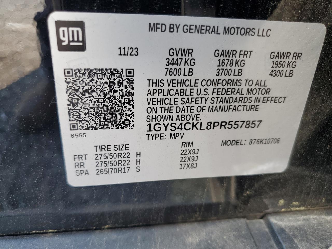 2023 Cadillac Escalade Premium Luxury VIN: 1GYS4CKL8PR557857 Lot: 62732615