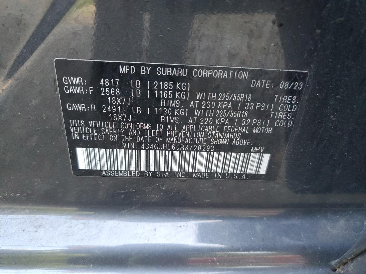 2024 Subaru Crosstrek Limited VIN: 4S4GUHL60R3720293 Lot: 62159635