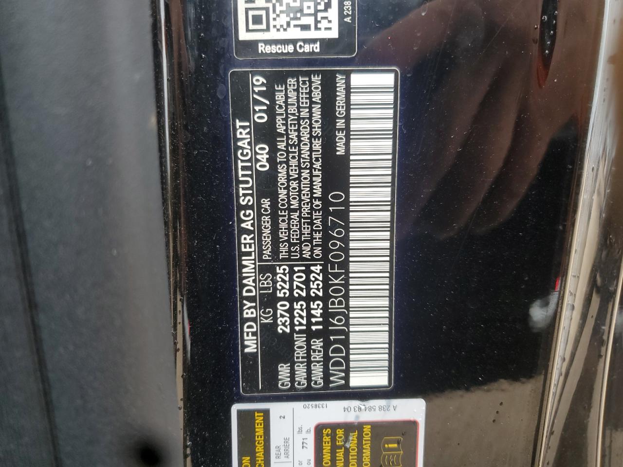 2019 Mercedes-Benz E 450 4Matic VIN: WDD1J6JB0KF096710 Lot: 60697365