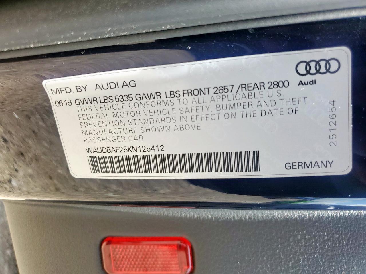2019 Audi A6 Premium VIN: WAUD8AF25KN125412 Lot: 61613315