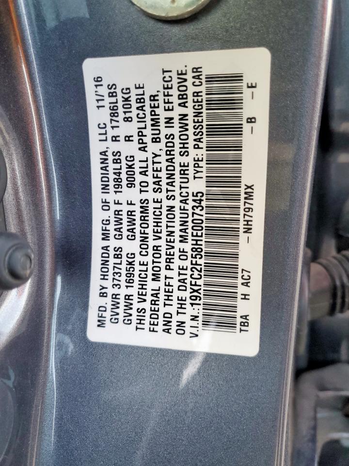 19XFC2F58HE007345 HONDA CIVIC 2017
