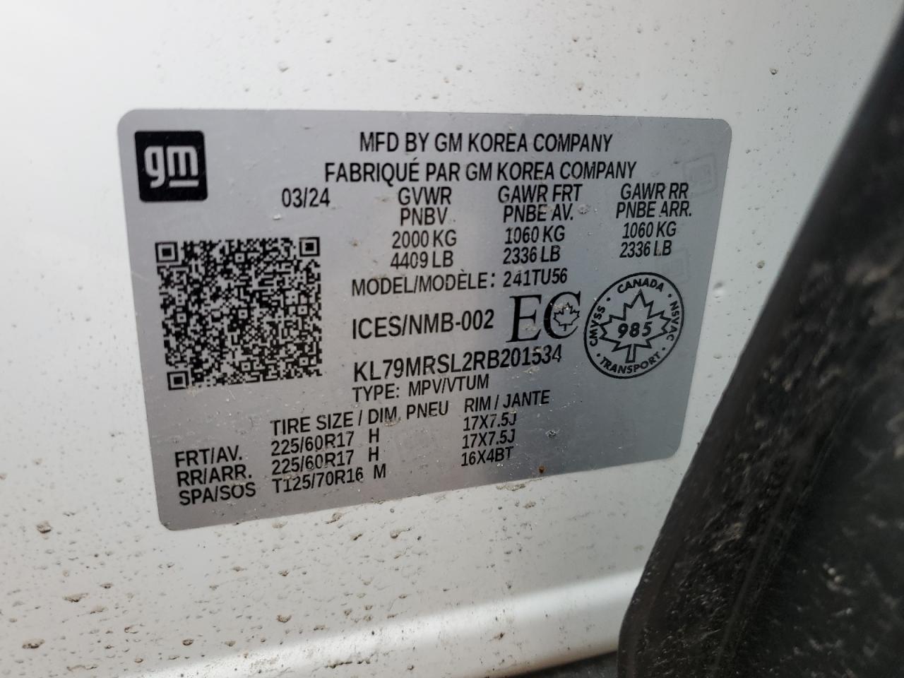 KL79MRSL2RB201534 CHEVROLET TRAILBLZR 2024