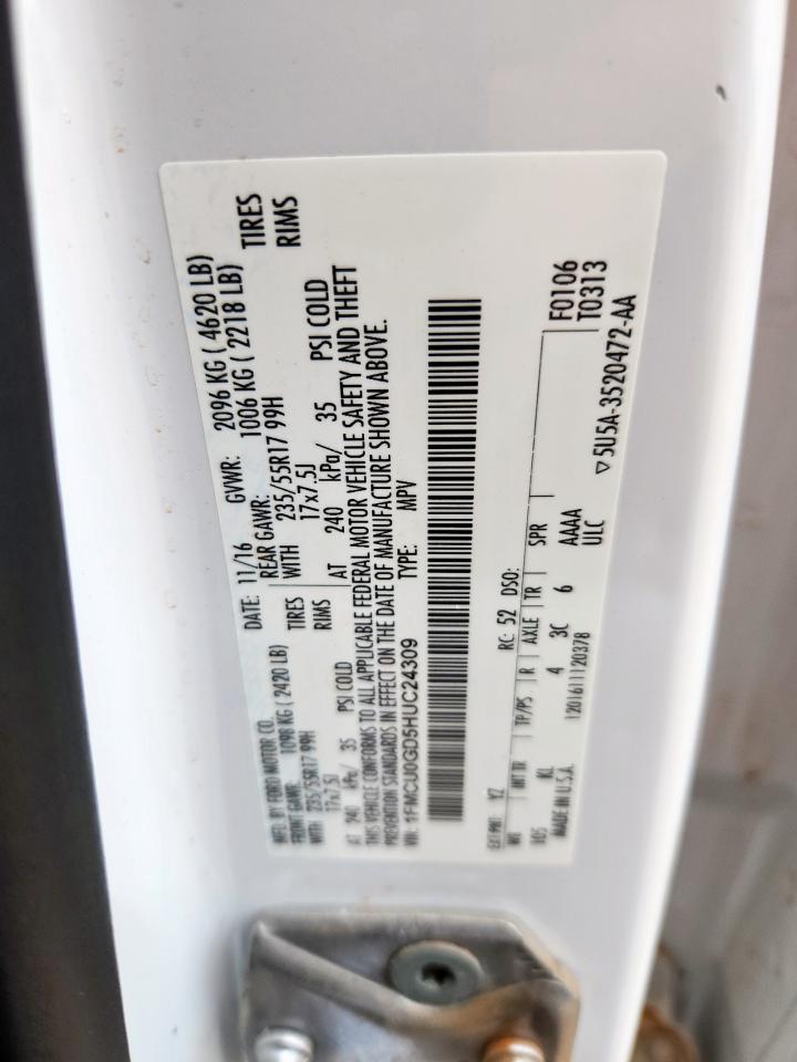 2017 Ford Escape Se VIN: 1FMCU0GD5HUC24309 Lot: 60991795