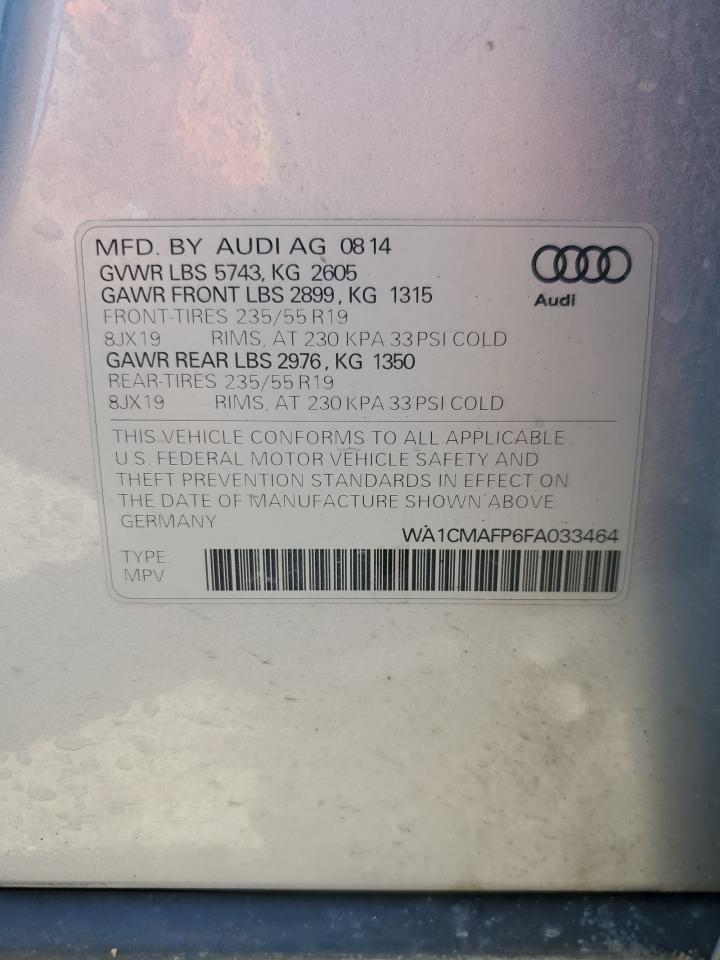 2015 Audi Q5 Tdi Premium Plus VIN: WA1CMAFP6FA033464 Lot: 61636665