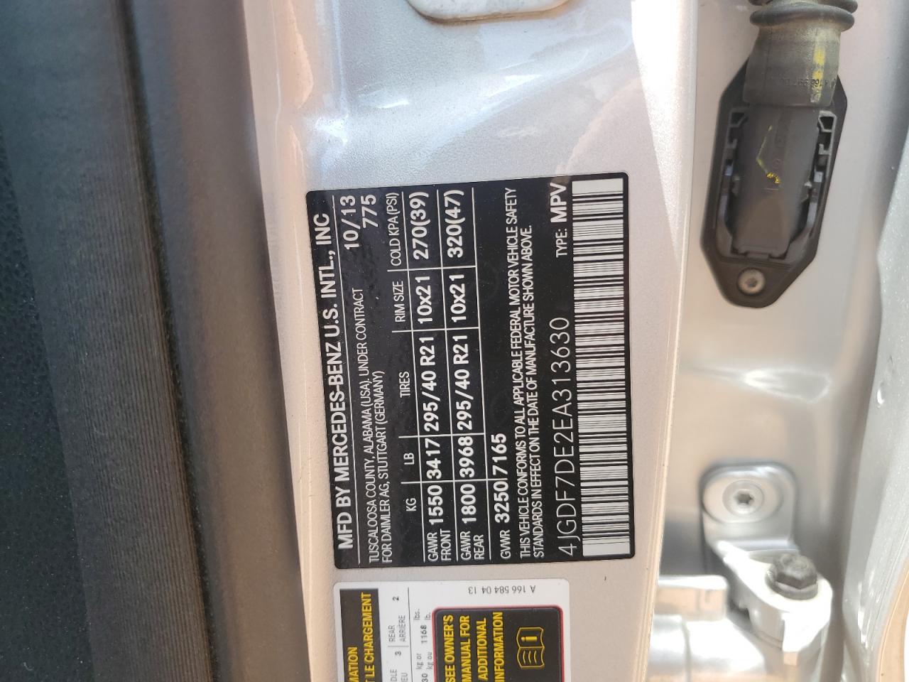 2014 Mercedes-Benz Gl 550 4Matic VIN: 4JGDF7DE2EA313630 Lot: 61768805