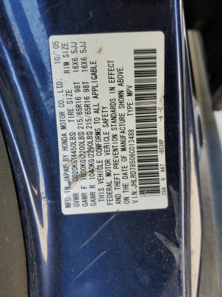 2006 Honda Cr-V Lx VIN: JHLRD78506C013488 Lot: 92888615