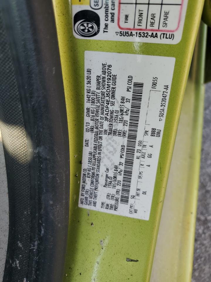 2013 Ford Fiesta Se VIN: 3FADP4EJ5DM192076 Lot: 60329385