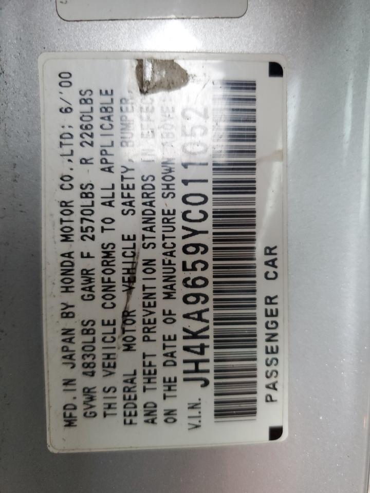 2000 Acura 3.5Rl VIN: JH4KA9659YC011052 Lot: 59866805
