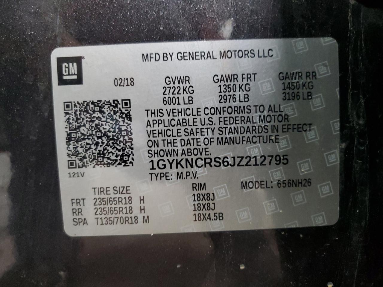 2018 Cadillac Xt5 Luxury VIN: 1GYKNCRS6JZ212795 Lot: 61616275