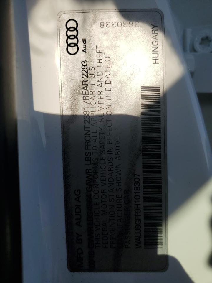 2017 Audi A3 Premium Plus VIN: WAUJ8GFF9H1018307 Lot: 60798895