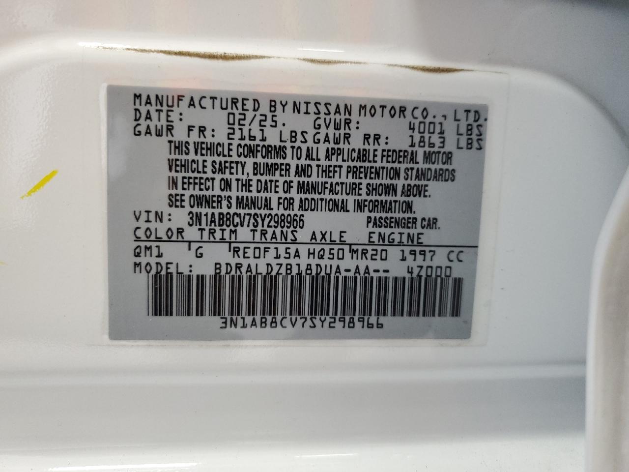 3N1AB8CV7SY298966 NISSAN SENTRA 2025