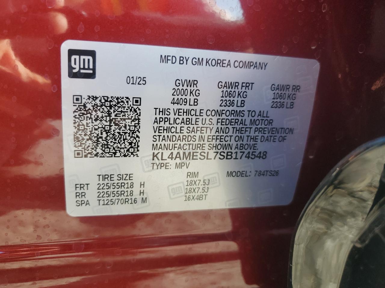 2025 Buick Encore Gx Sport Touring VIN: KL4AMESL7SB174548 Lot: 60615825