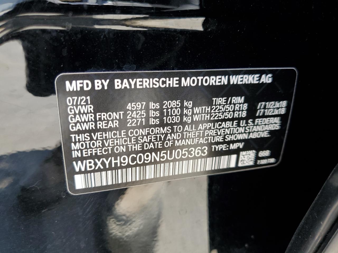 2022 BMW X2 Sdrive28I VIN: WBXYH9C09N5U05363 Lot: 60531765