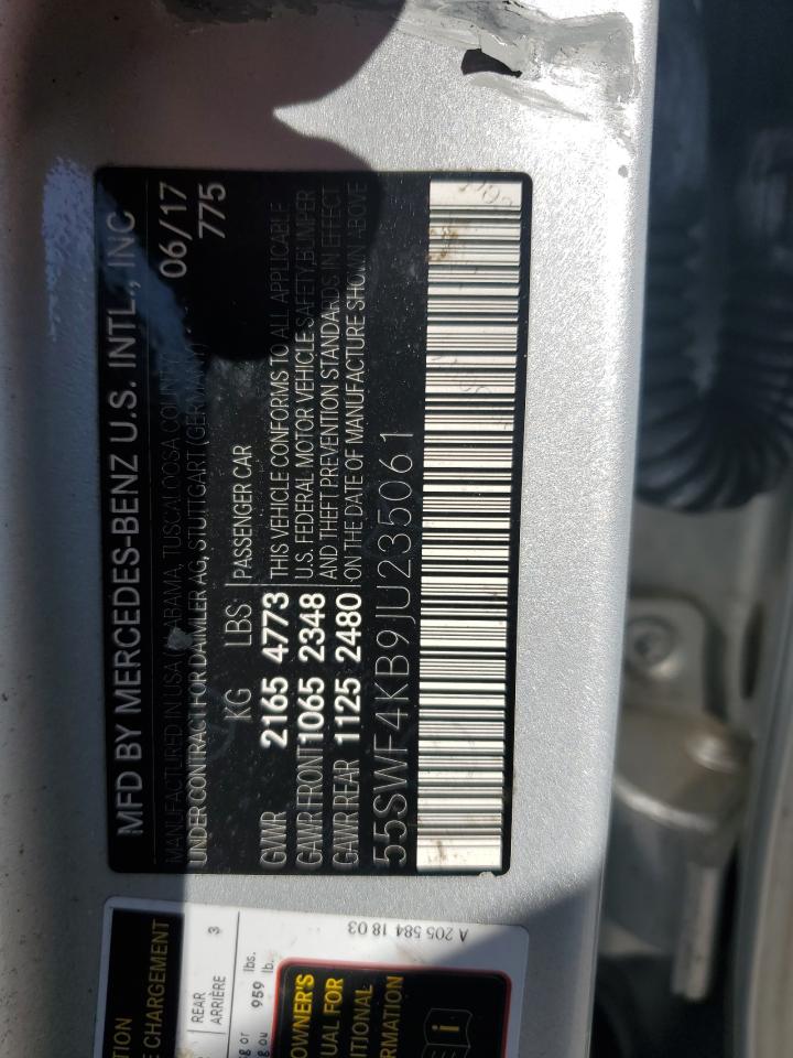 2018 Mercedes-Benz C 300 4Matic VIN: 55SWF4KB9JU235061 Lot: 61671125