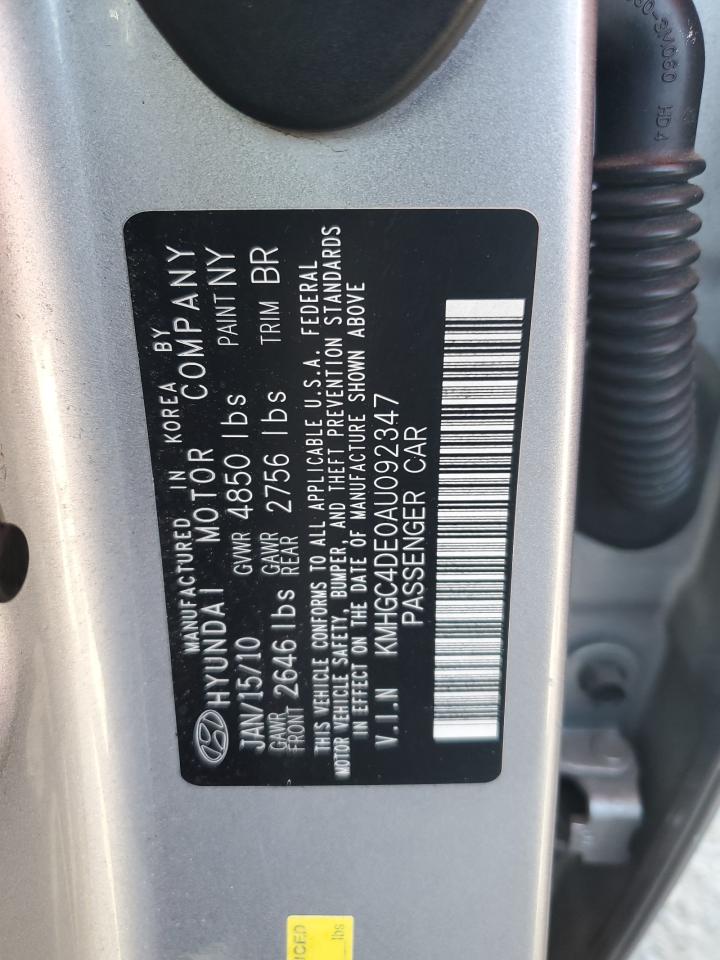 2010 Hyundai Genesis 3.8L VIN: KMHGC4DE0AU092347 Lot: 61107745