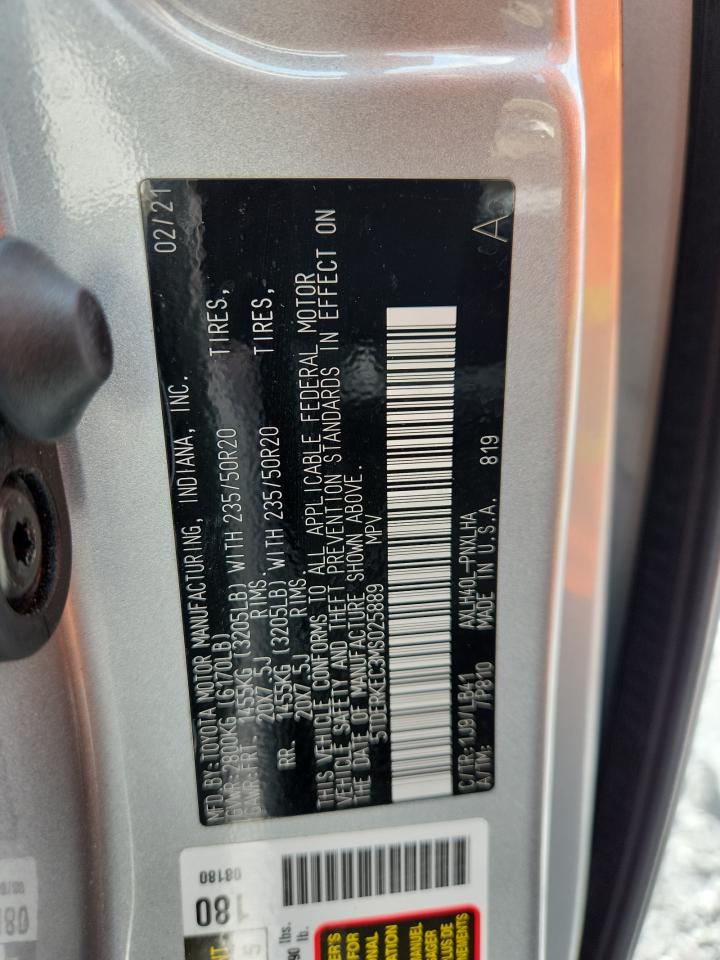 2021 Toyota Sienna Limited VIN: 5TDERKEC3MS025889 Lot: 59525905
