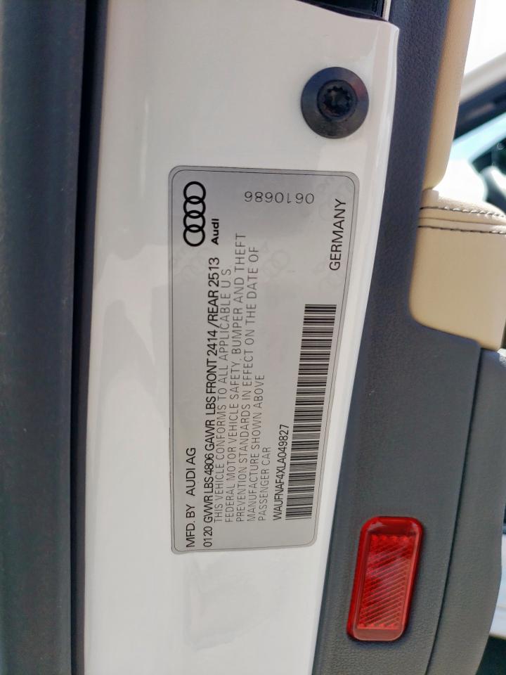 2020 Audi A4 Prestige VIN: WAUFNAF4XLA049827 Lot: 61859795