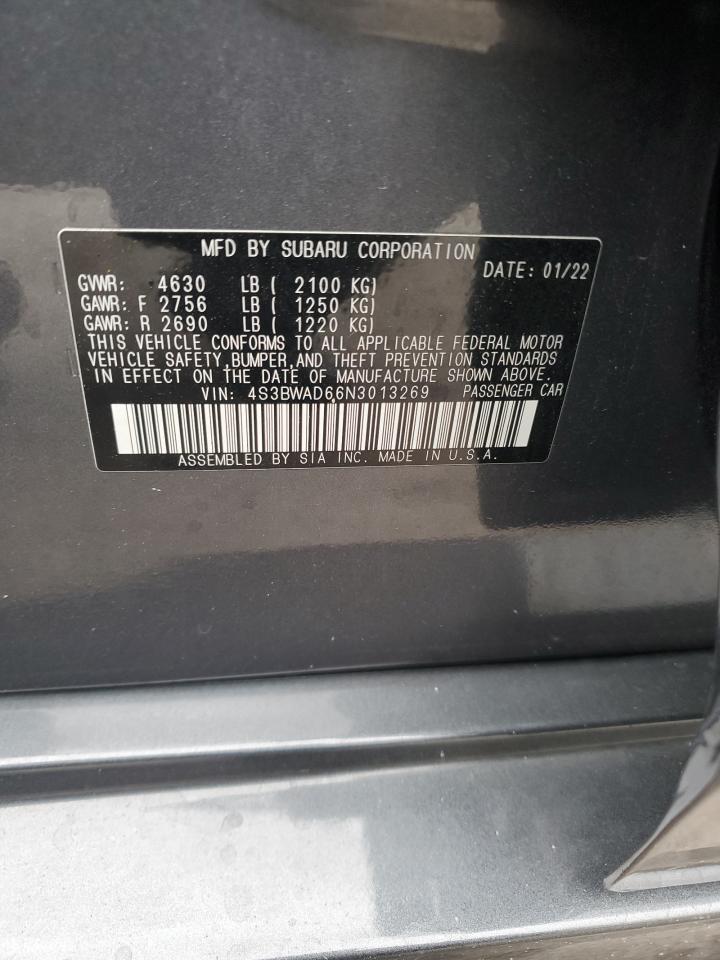 2022 Subaru Legacy Premium VIN: 4S3BWAD66N3013269 Lot: 59304775