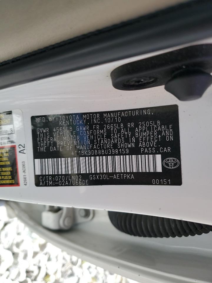 2011 Toyota Avalon Base VIN: 4T1BK3DB8BU398159 Lot: 60810985