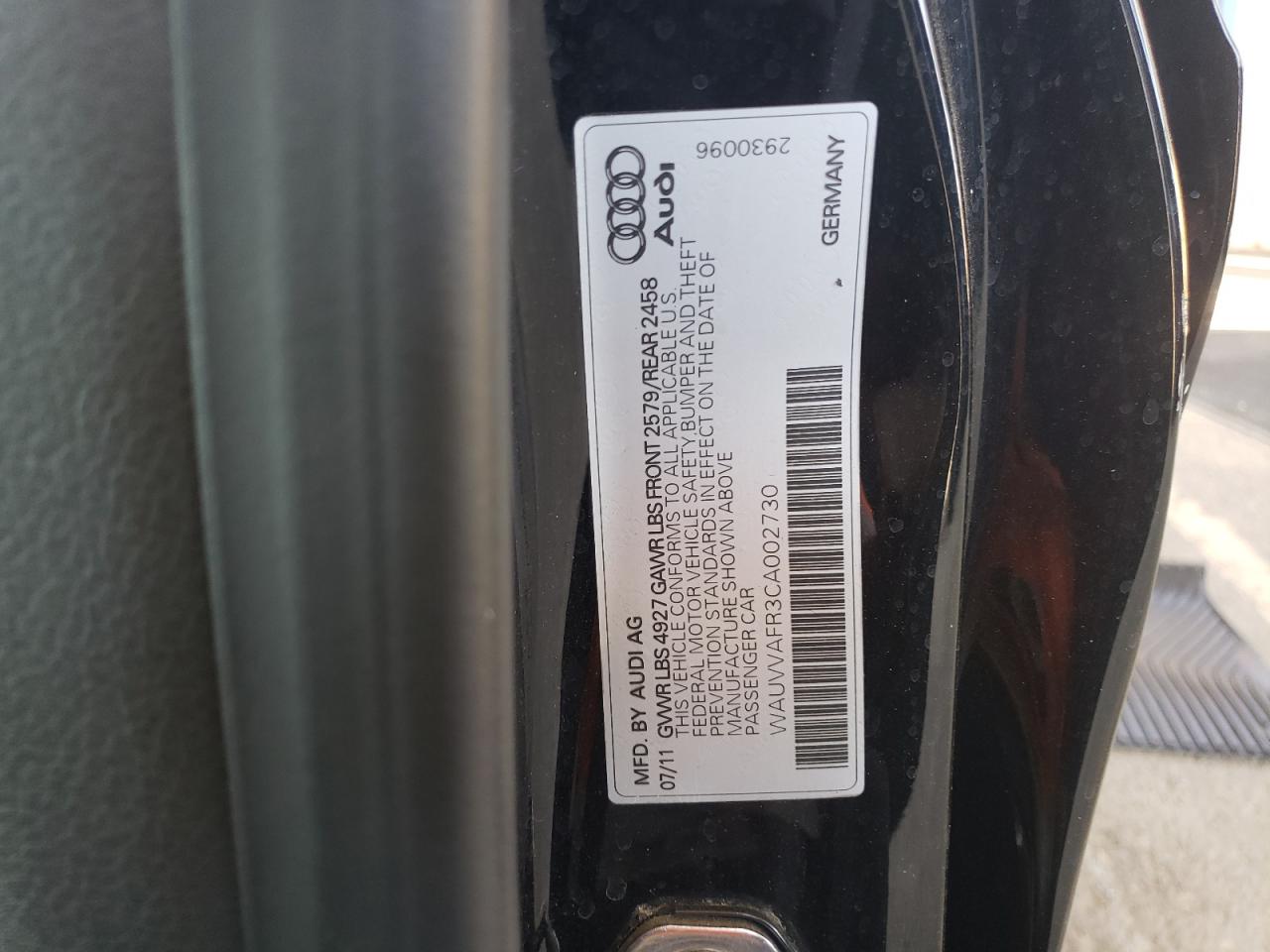 2012 Audi S5 Prestige VIN: WAUVVAFR3CA002730 Lot: 61265295