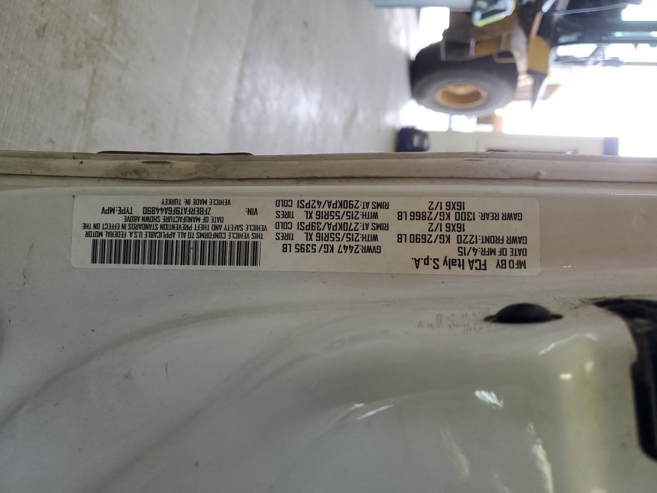 2015 Ram Promaster City VIN: ZFBERFAT9F6A44890 Lot: 58870095