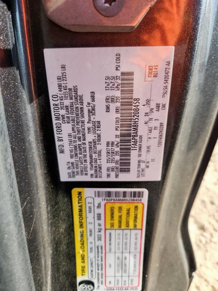 1FA6P8AM8H5208458 FORD ALL Models 2017