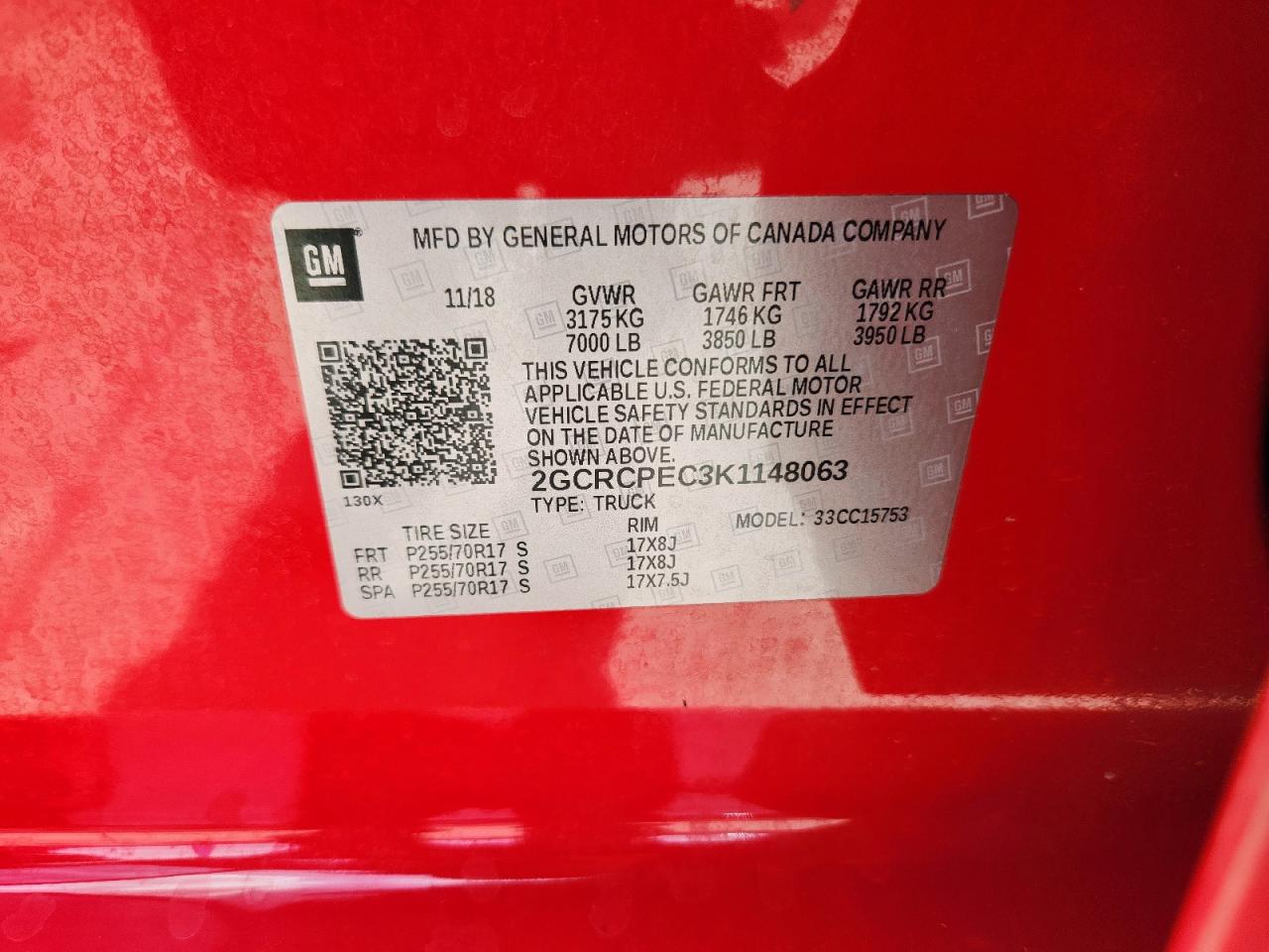 2019 Chevrolet Silverado Ld C1500 Lt VIN: 2GCRCPEC3K1148063 Lot: 60844205