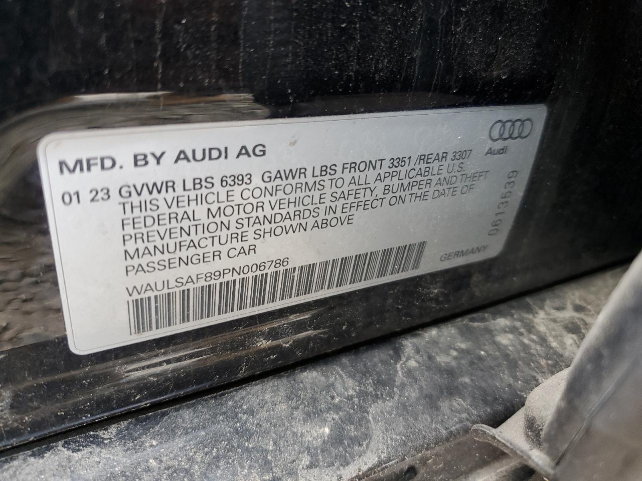 2023 Audi S8 VIN: WAULSAF89PN006786 Lot: 62555985