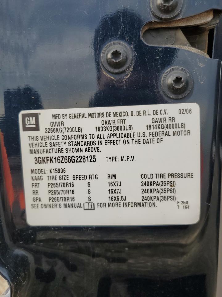 2006 GMC Yukon Xl K1500 VIN: 3GKFK16Z66G228125 Lot: 59510485