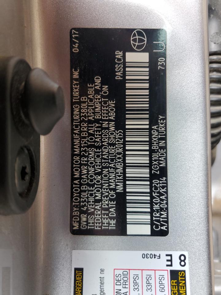 2018 Toyota C-Hr Xle VIN: NMTKHMBXXJR012155 Lot: 62198045