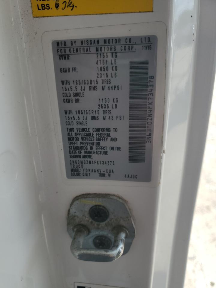 2015 Chevrolet City Express Lt VIN: 3N63M0ZN4FK734378 Lot: 62885385