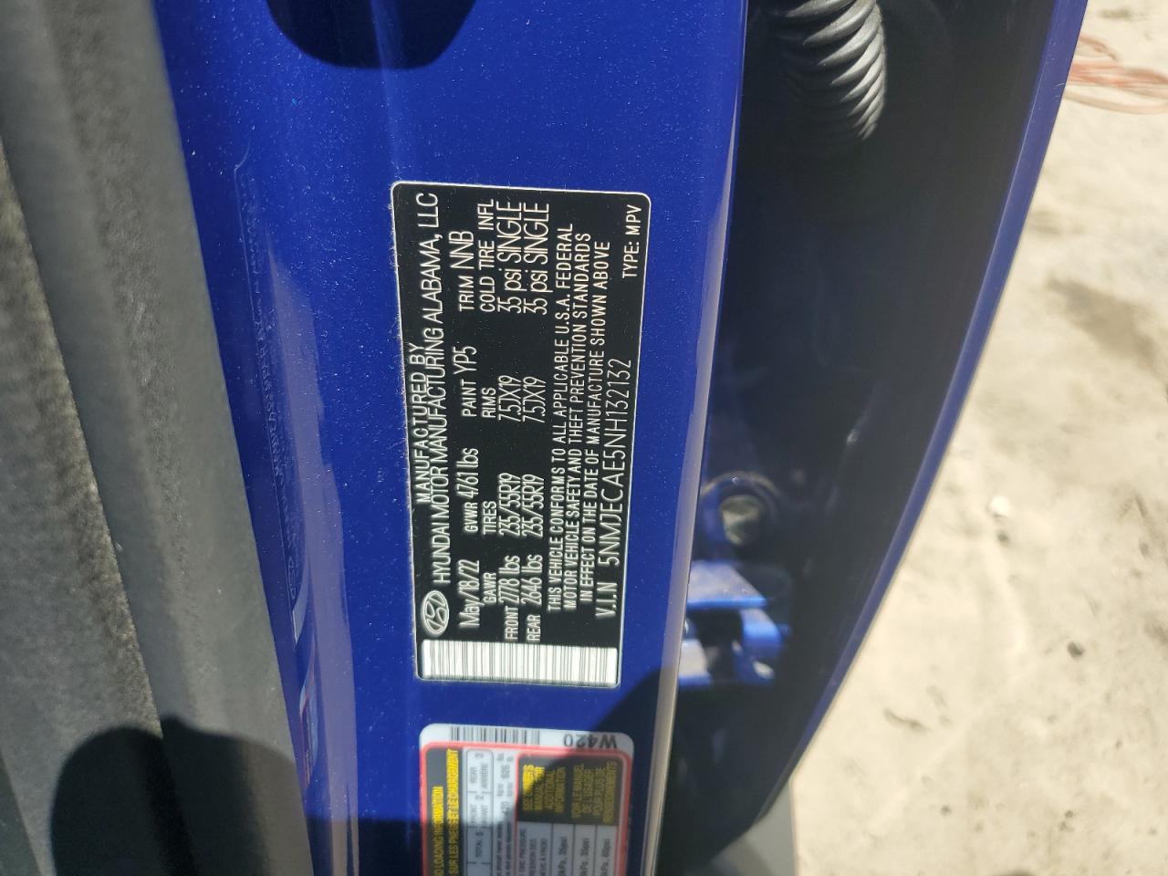 2022 Hyundai Tucson Limited VIN: 5NMJECAE5NH132132 Lot: 61995285