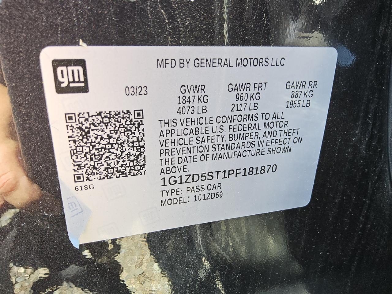1G1ZD5ST1PF181870 CHEVROLET MALIBU 2023